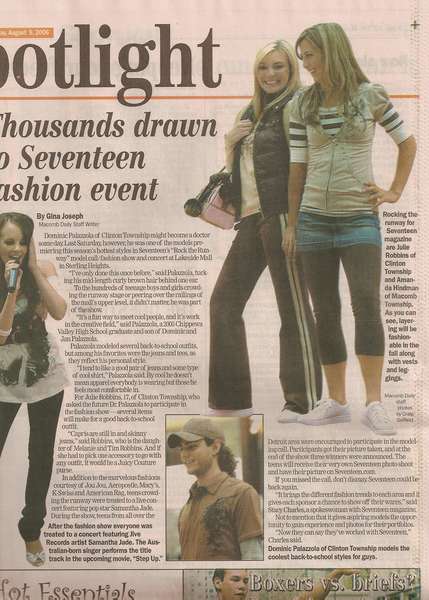 Juliana - Made the newspaper for the seventeen show!