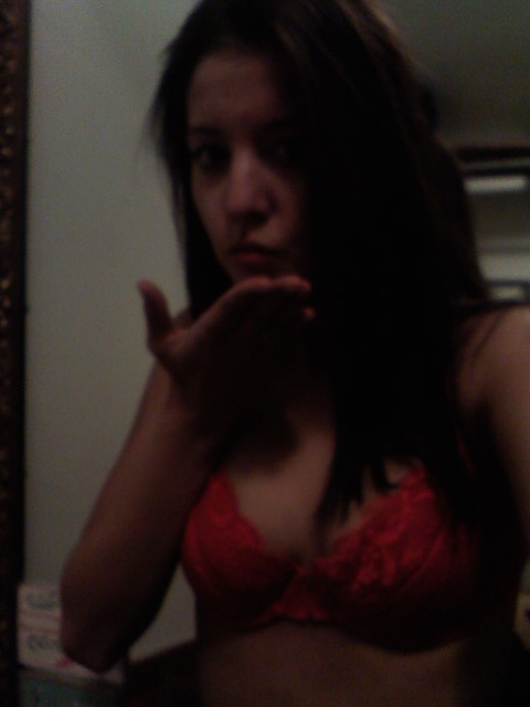 pinkpokadotz055 - blowing kisses in a sexy RED bra