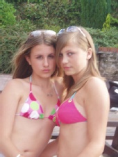 Natz - me and cat in bikinis (me on the right)