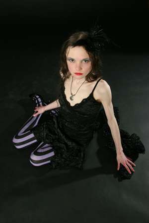 Velvet - Red lipstick and funky stockings