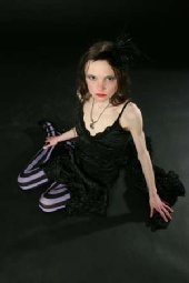 Velvet - Red lipstick and funky stockings