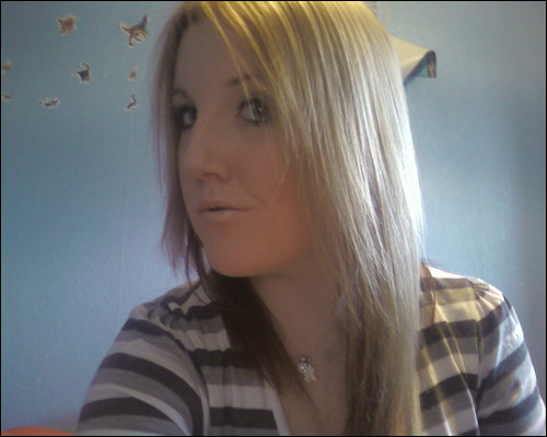 amy - ME stripy top, long blonde hair